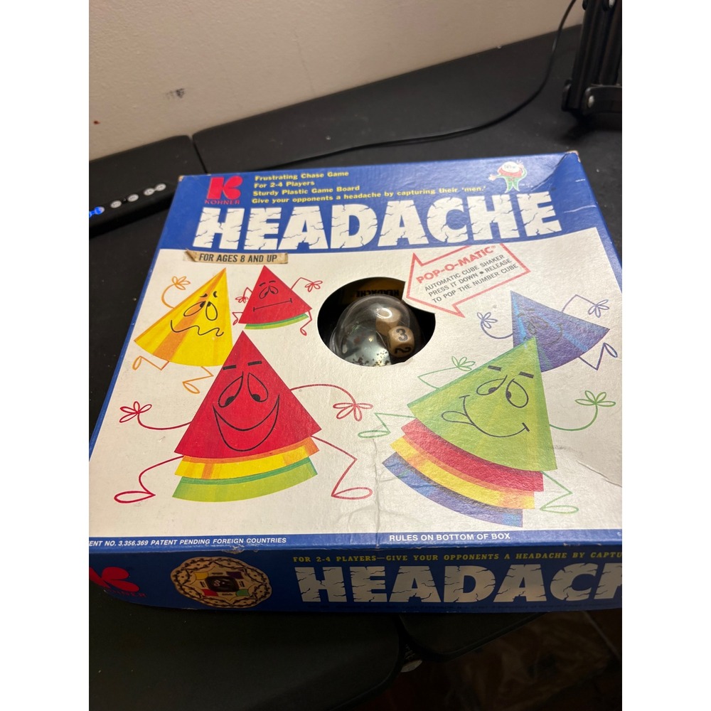 Vintage 1968 Headache Board Game Kohner Bros Pop-O-Matic Frustrating Chase Game